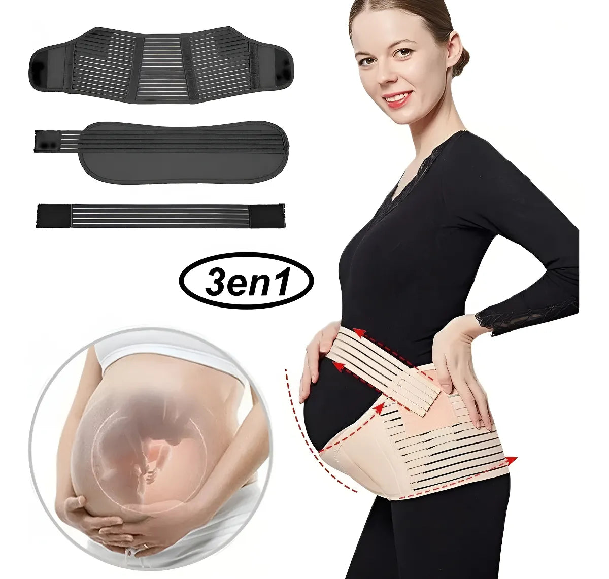 Faja de Maternidad y Soporte Lumbar – Cinturón de Apoyo Ajustable para Embarazo y Alivio del Dolor