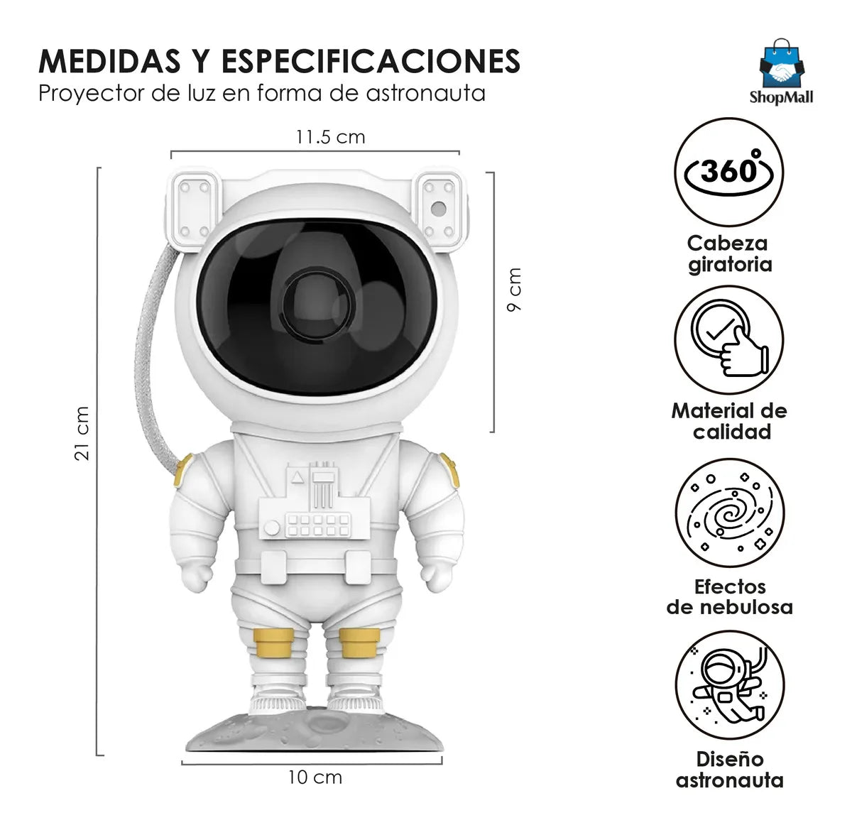 Proyector Galaxia Astronauta LED con Bocina Bluetooth