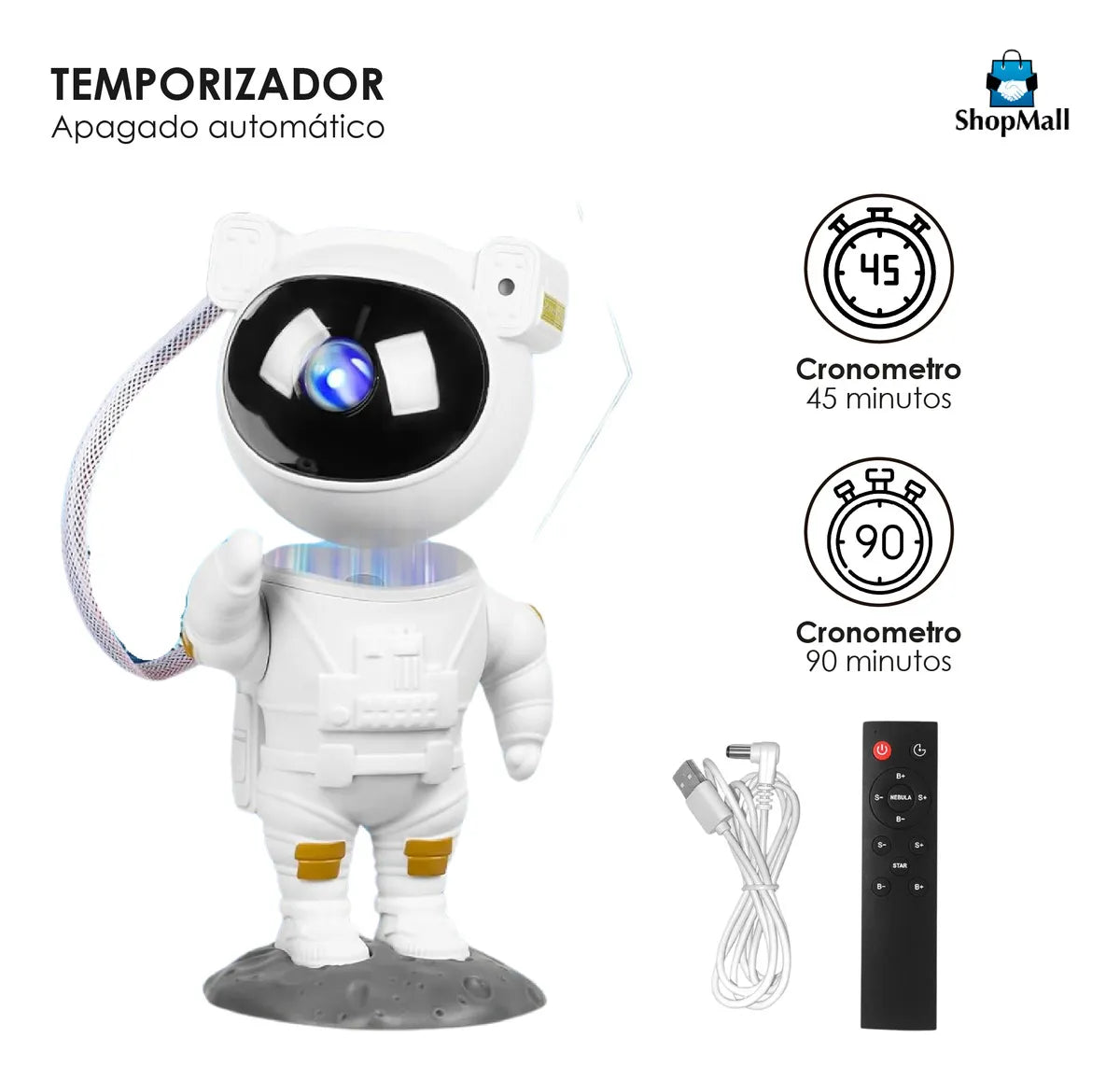 Proyector Galaxia Astronauta LED con Bocina Bluetooth