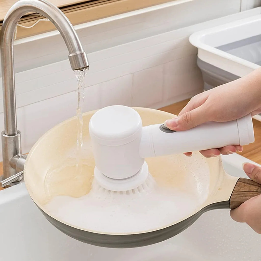 Cepillo Eléctrico de Limpieza 5 en 1 "Magic Brush" – Fregadora Giratoria Inalámbrica para Baños y Cocina