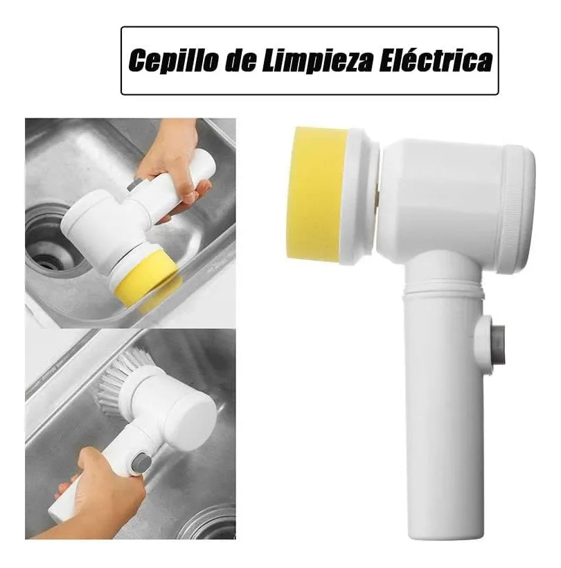 Cepillo Eléctrico de Limpieza 5 en 1 "Magic Brush" – Fregadora Giratoria Inalámbrica para Baños y Cocina