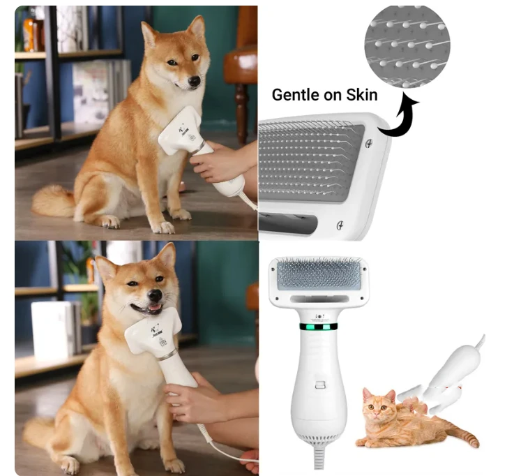 Cepillo Secador 2 en 1 para Mascotas con Aire Caliente