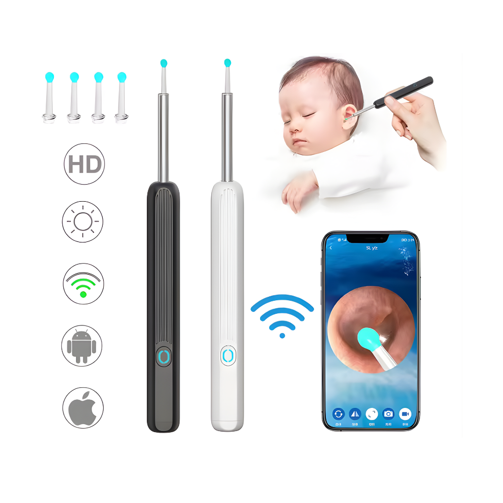 Limpiador de Oídos Inalámbrico con Cámara HD – Otoscopio Digital WiFi para Limpieza Precisa y Segura