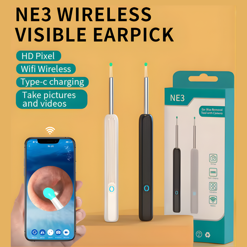 Limpiador de Oídos Inalámbrico con Cámara HD – Otoscopio Digital WiFi para Limpieza Precisa y Segura