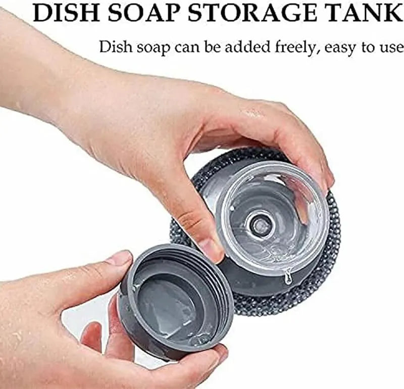 Cepillo de Limpieza para Cocina con Dispensador de Jabón – Lavatrastes Ergonómico con Cerdas de Acero Inoxidable