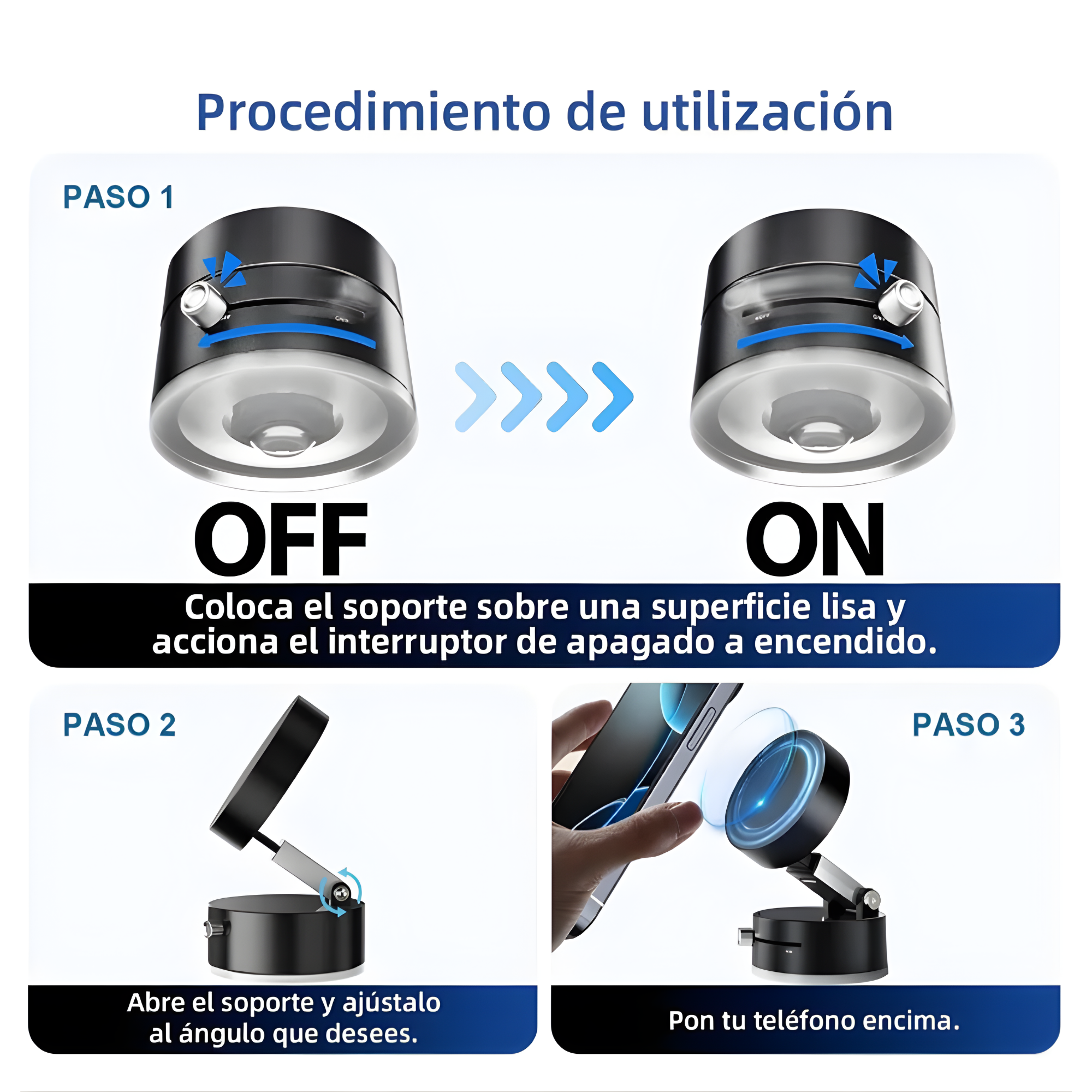 Soporte Magnético para Celular con Ventosa Ajustable para Auto