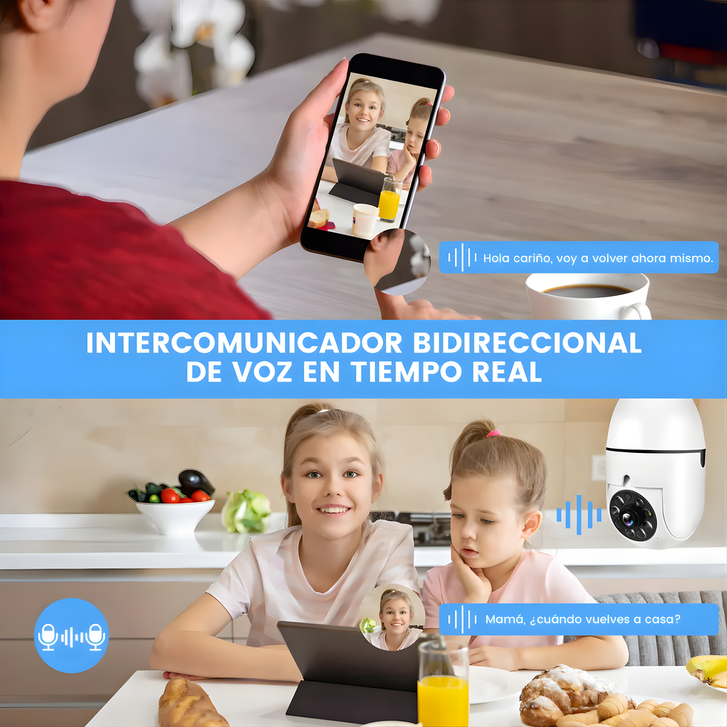 Cámara Foco de Seguridad WiFi 360° HD con Visión Nocturna