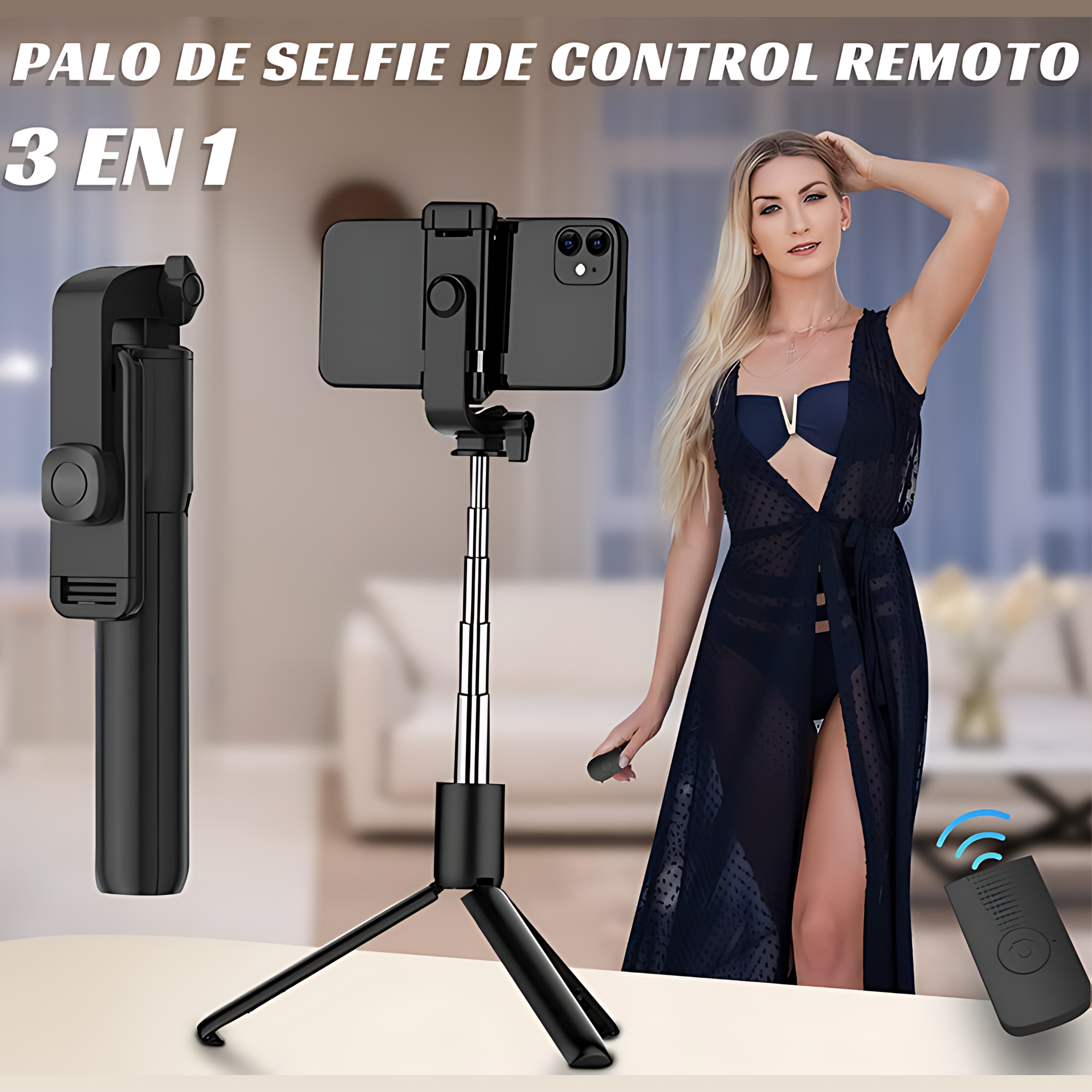 Bastón Selfie Bluetooth con Tripié para Celular