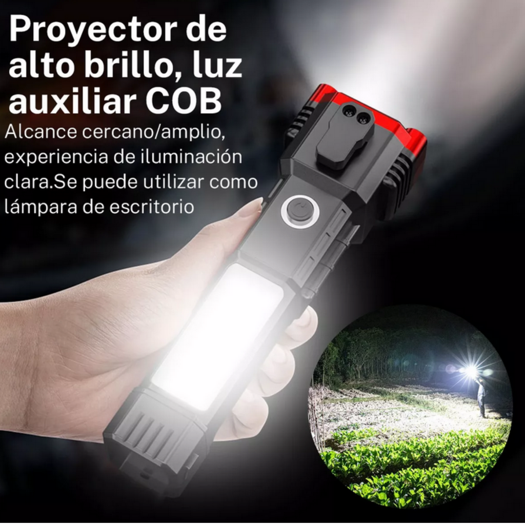Linterna Martillo Powerbank Portátil - Herramienta de Seguridad 3 en 1 Futurista.