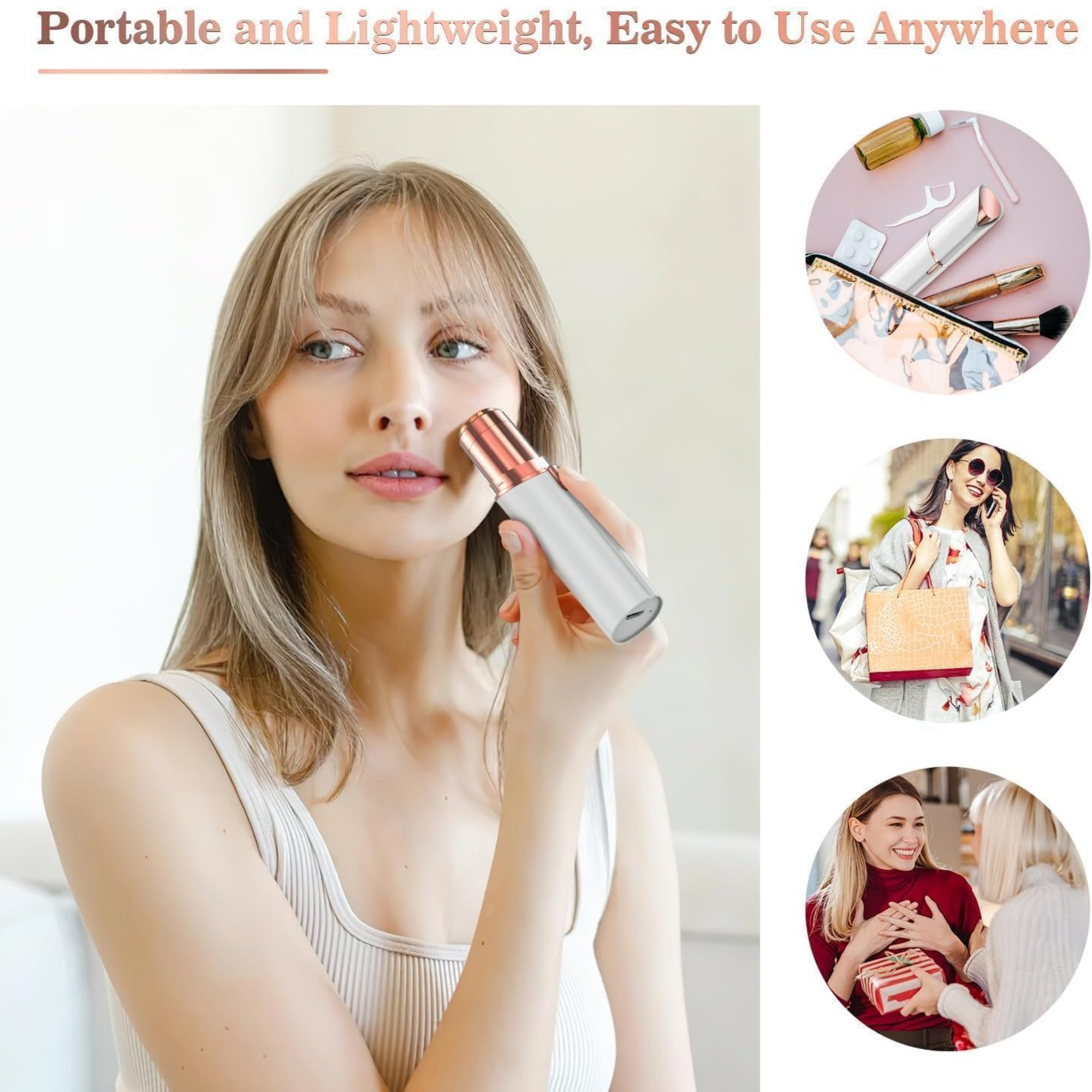 Depiladora Eléctrica Facial y de Cejas – Precisión Sin Dolor y Diseño Portátil "Tipo Labial"