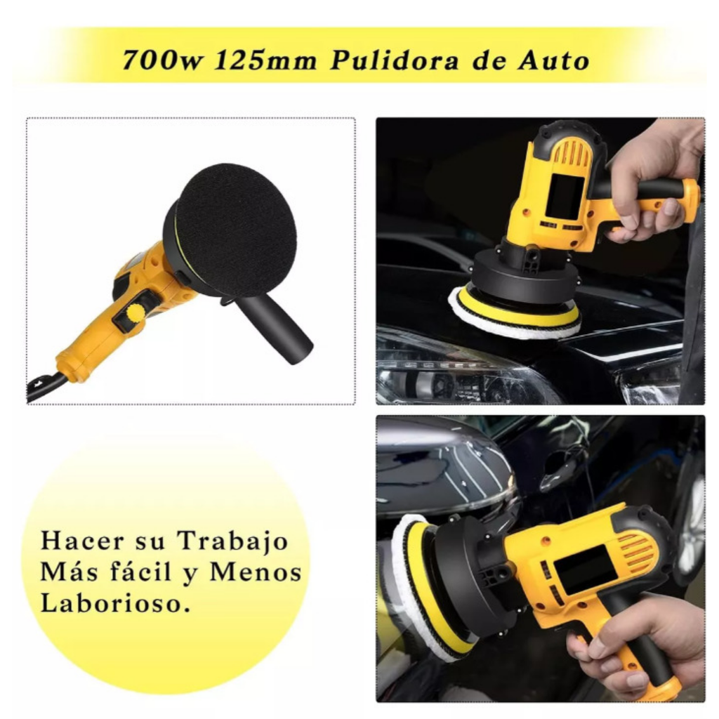 Pulidora Eléctrica para Auto con Almohadilla Desmontable