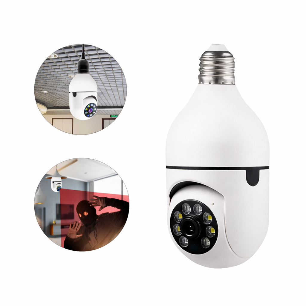 Cámara Foco de Seguridad WiFi 360° HD con Visión Nocturna